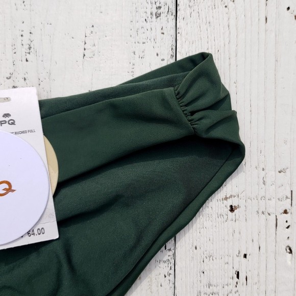 PILYQ Green Envy Basic Ruched Full Bikini Swim Bottoms Women's Size Medium NEW - Picture 6 of 14